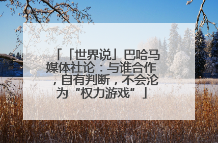 「世界说」巴哈马媒体社论：与谁合作，自有判断，不会沦为“权力游戏”