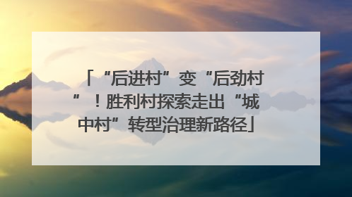 “后进村”变“后劲村”！胜利村探索走出“城中村”转型治理新路径
