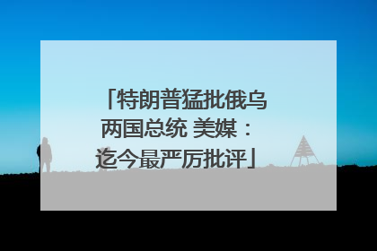 特朗普猛批俄乌两国总统 美媒：迄今最严厉批评