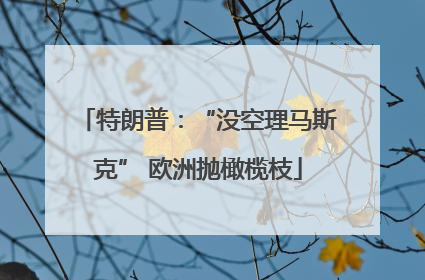特朗普：“没空理马斯克” 欧洲抛橄榄枝