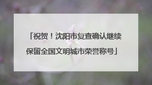 祝贺！沈阳市复查确认继续保留全国文明城市荣誉称号
