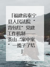 福建省泰宁县人民法院“背包红”党建工作机制——茶山“案中案”一揽子了结