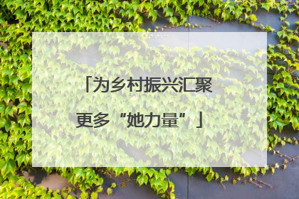 为乡村振兴汇聚更多“她力量”