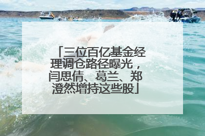 三位百亿基金经理调仓路径曝光，闫思倩、葛兰、郑澄然增持这些股
