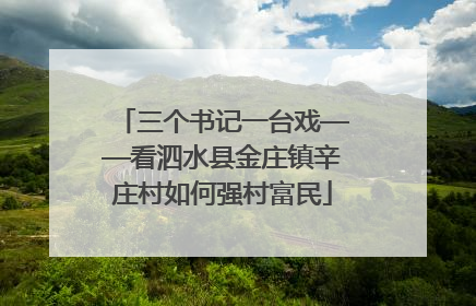 三个书记一台戏——看泗水县金庄镇辛庄村如何强村富民