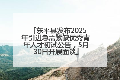 东平县发布2025年引进急需紧缺优秀青年人才初试公告，5月30日开展面谈