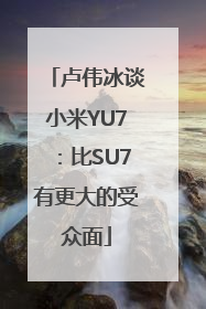 卢伟冰谈小米YU7：比SU7有更大的受众面
