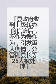 县政府收到上级转办的信访后，不作为慢作为，引发重大舆情，分管副县长等25人被处理