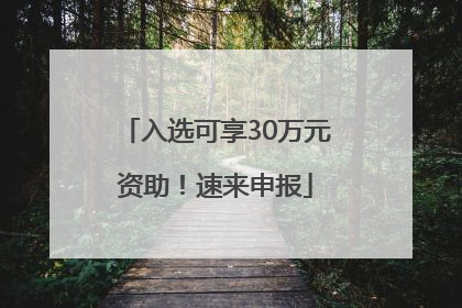 入选可享30万元资助！速来申报