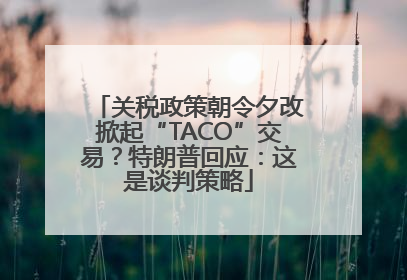 关税政策朝令夕改掀起“TACO”交易？特朗普回应：这是谈判策略