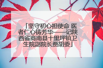坚守初心担使命 医者仁心铸芳华——记陕西省商南县十里坪镇卫生院副院长贾胡委