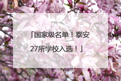 国家级名单！泰安27所学校入选！
