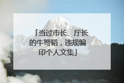 当过市长、厅长的牛弩韬，违规编印个人文集