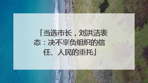 当选市长，刘洪洁表态：决不辜负组织的信任、人民的重托