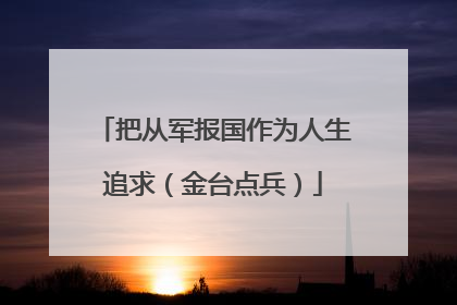 把从军报国作为人生追求（金台点兵）