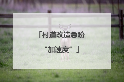 村道改造急盼“加速度”