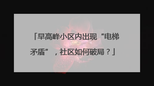 早高峰小区内出现“电梯矛盾”，社区如何破局？