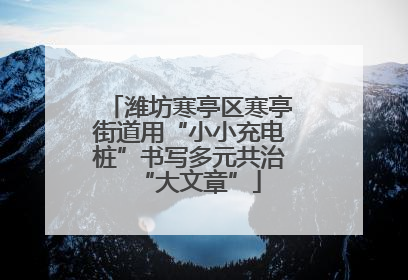 潍坊寒亭区寒亭街道用“小小充电桩”书写多元共治“大文章”