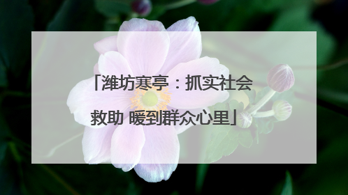 潍坊寒亭：抓实社会救助 暖到群众心里