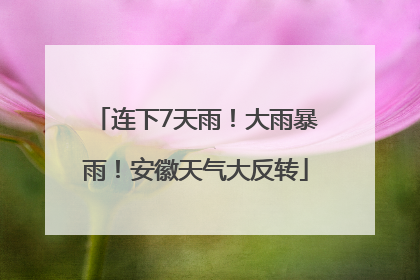 连下7天雨！大雨暴雨！安徽天气大反转
