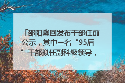邵阳隆回发布干部任前公示，其中三名“95后”干部拟任副科级领导，均系硕士选调生