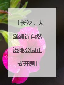 长沙：大泽湖近自然湿地公园正式开园