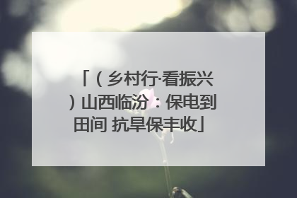 （乡村行·看振兴）山西临汾：保电到田间 抗旱保丰收