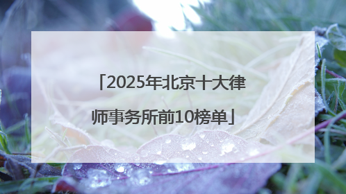 2025年北京十大律师事务所前10榜单